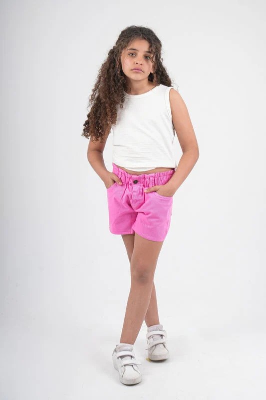 girls gabardine shorts – fuchsia