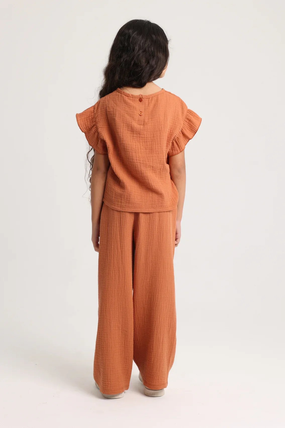 girls cotton pants – brick