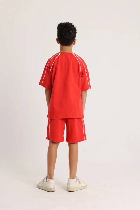 unisex red cotton 2-piece outfit set