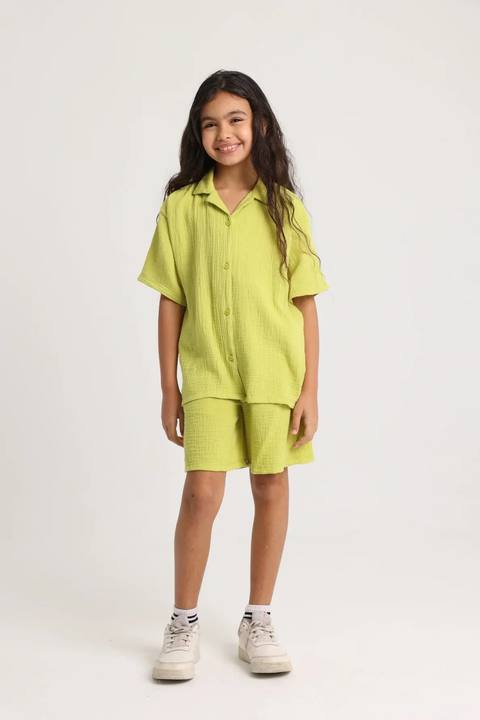 unisex kids apple green cotton outfit set