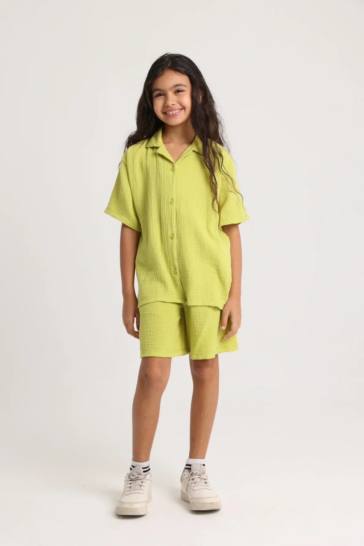 unisex kids apple green cotton outfit set