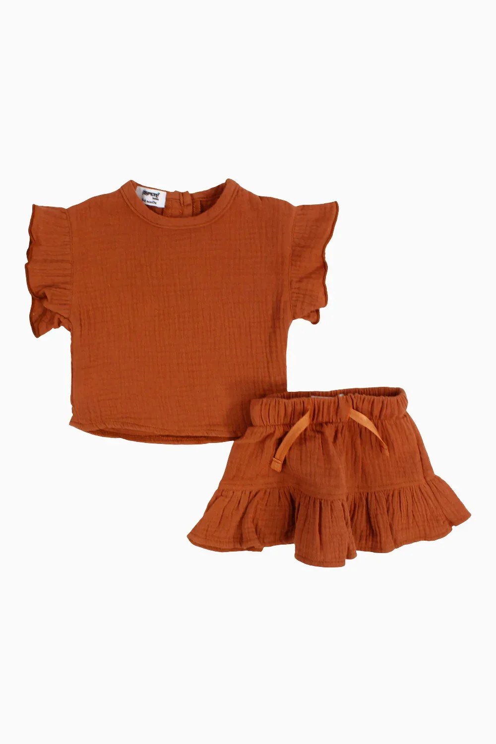 baby girls cotton 2-piece outfit set – brick
