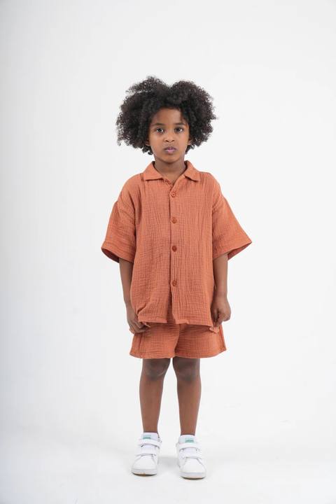 unisex cotton 2-piece outfit set – brick