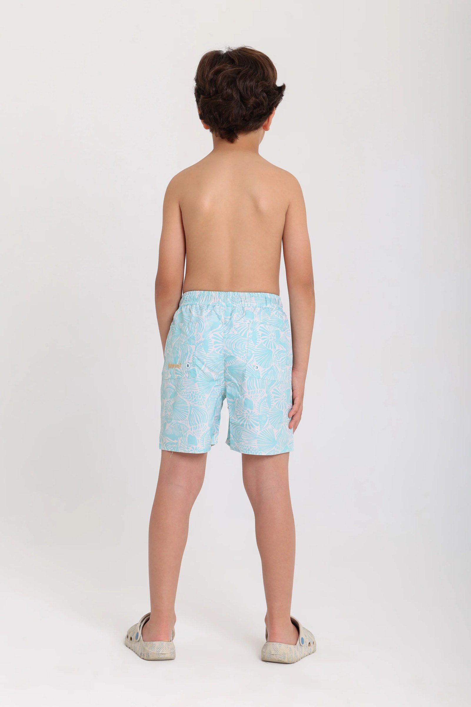 teens swimsuit – aqua with leaves print