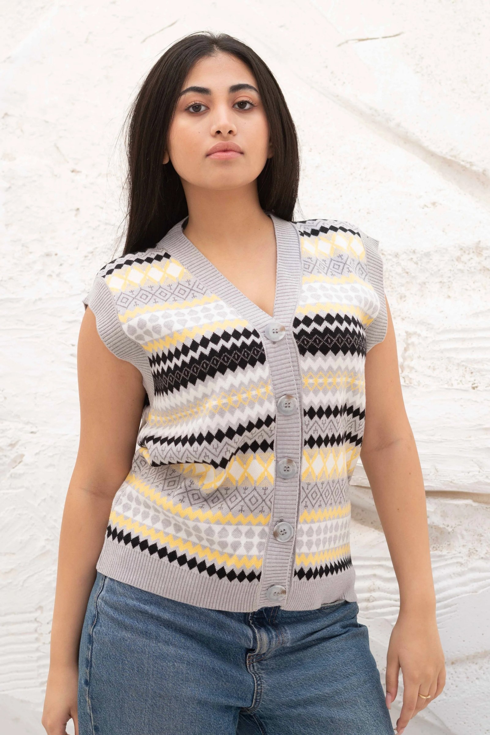 Nordic Patterned Sleeveless Vest