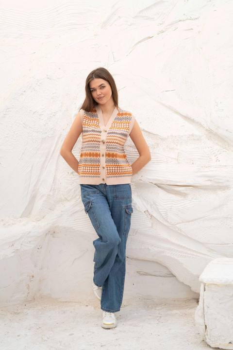 Nordic Patterned Sleeveless Vest