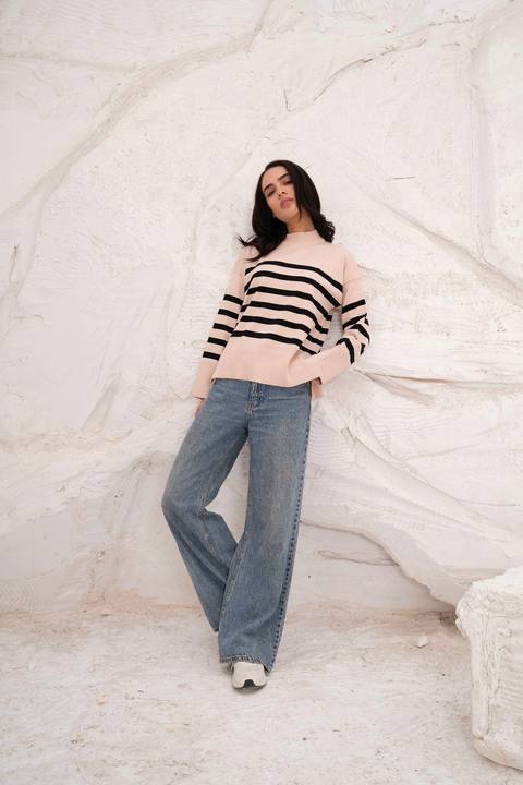 Casual Striped Wool Pulllover