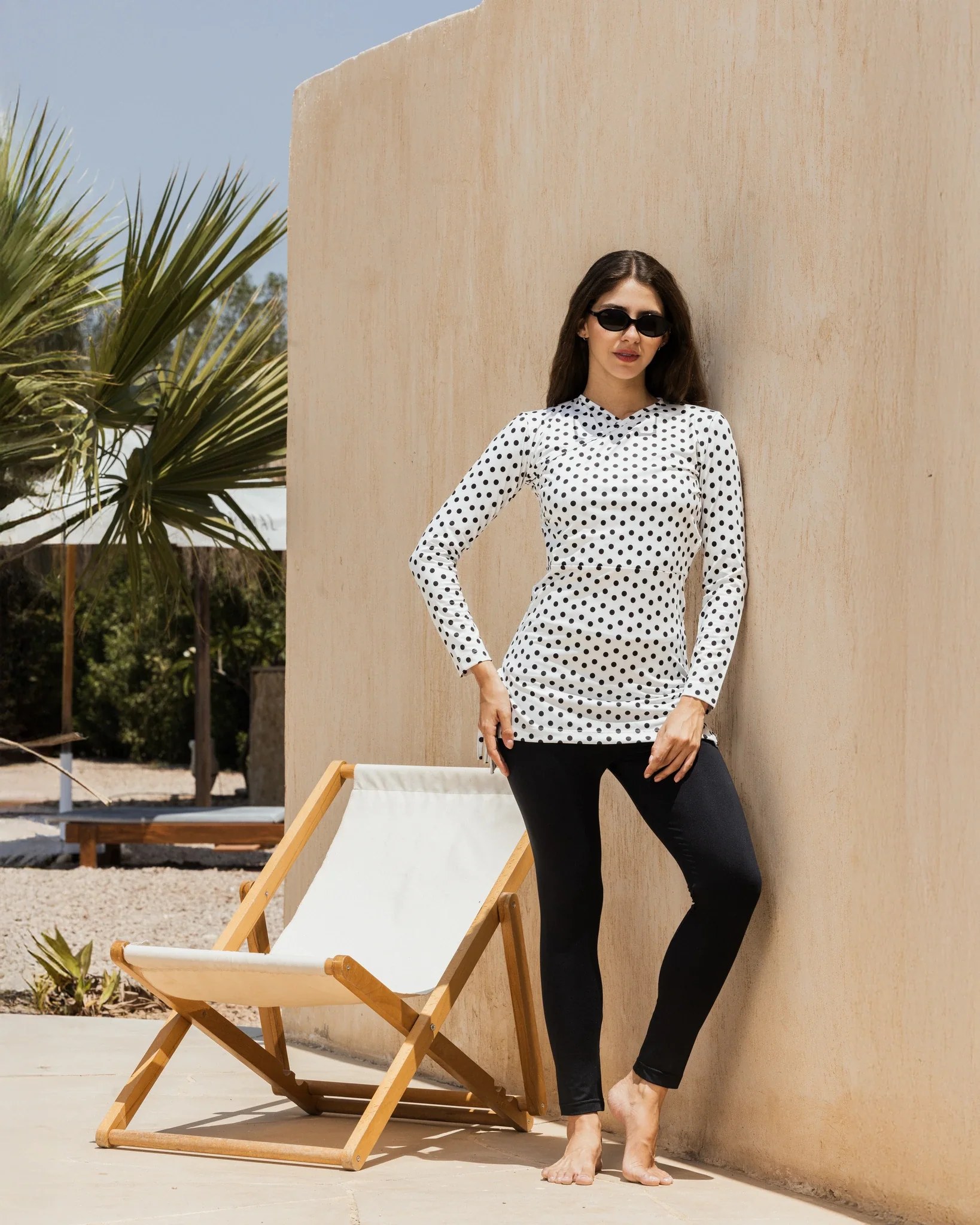 Ivory Polka Dot Modest Swim Set