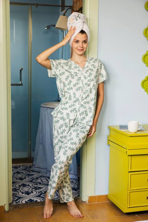 Olive Leaves Cotton Pajama Collection