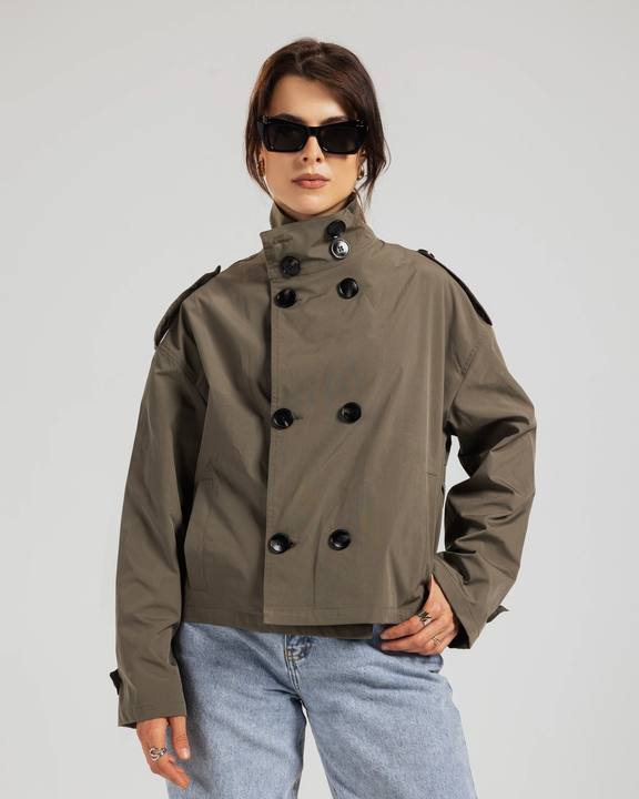 Cropped Military Trench Jacket