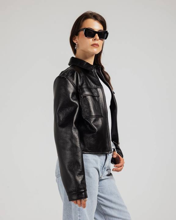 Signature Cropped Leather Jacket
