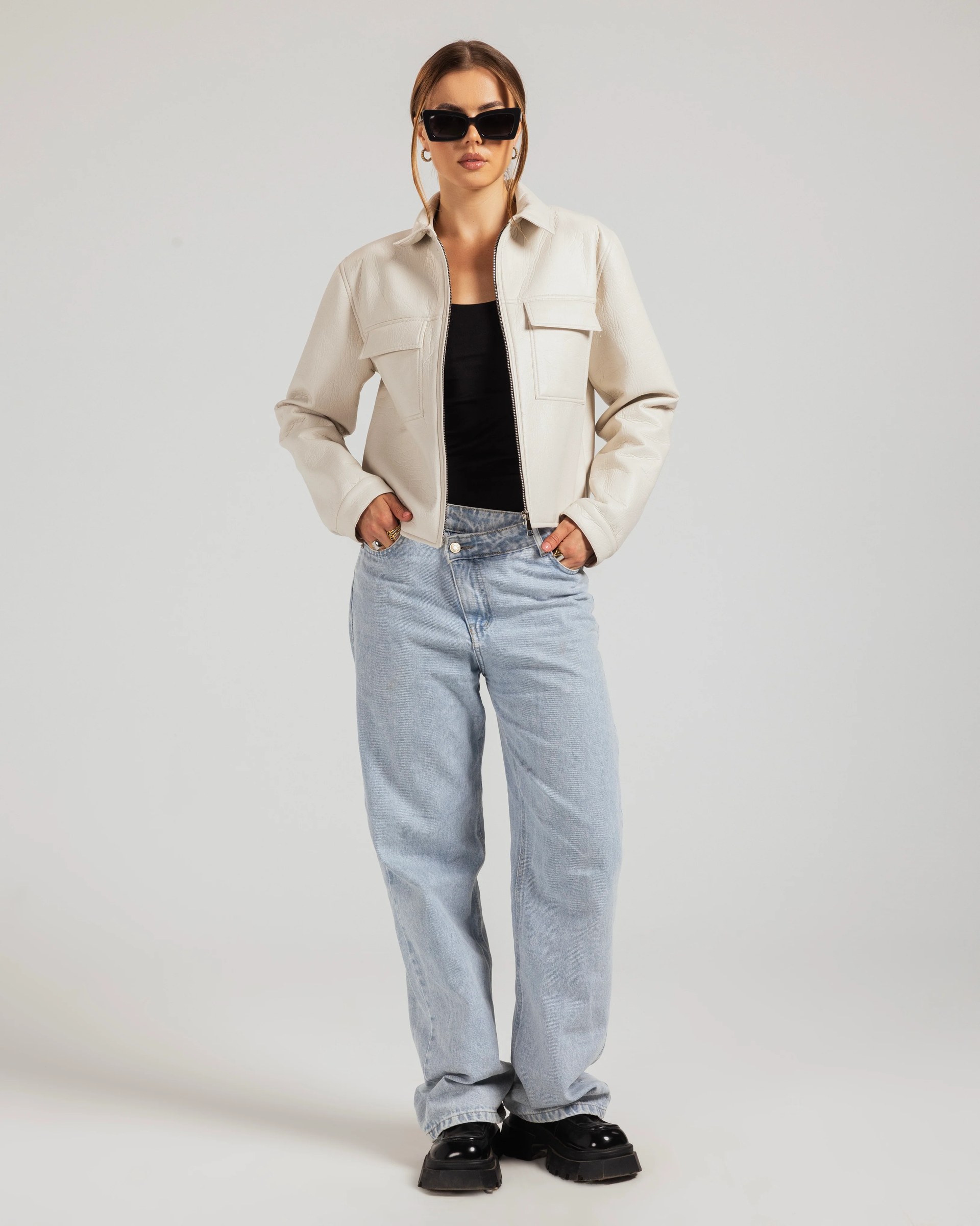 Signature Cropped Leather Jacket