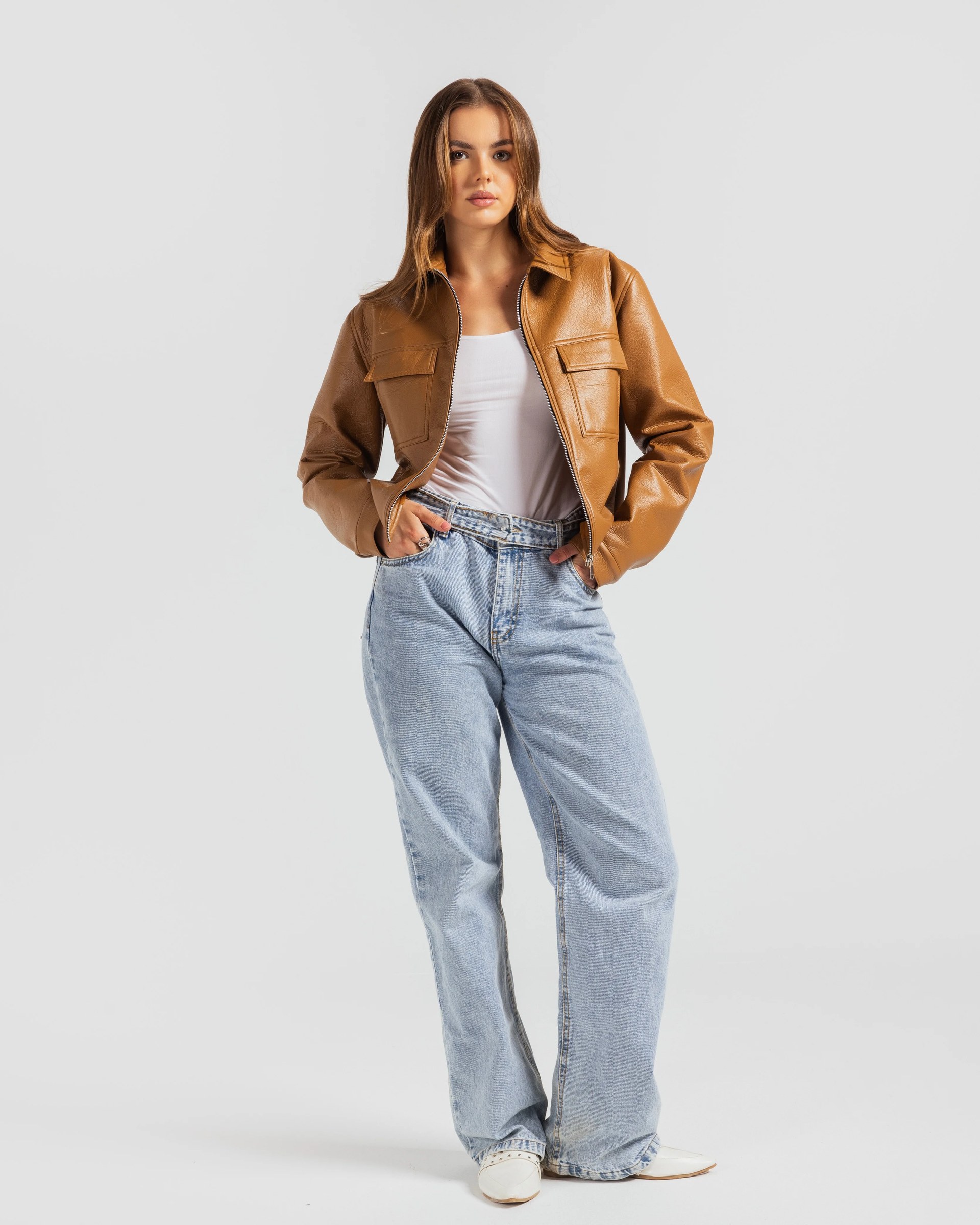 Signature Cropped Leather Jacket