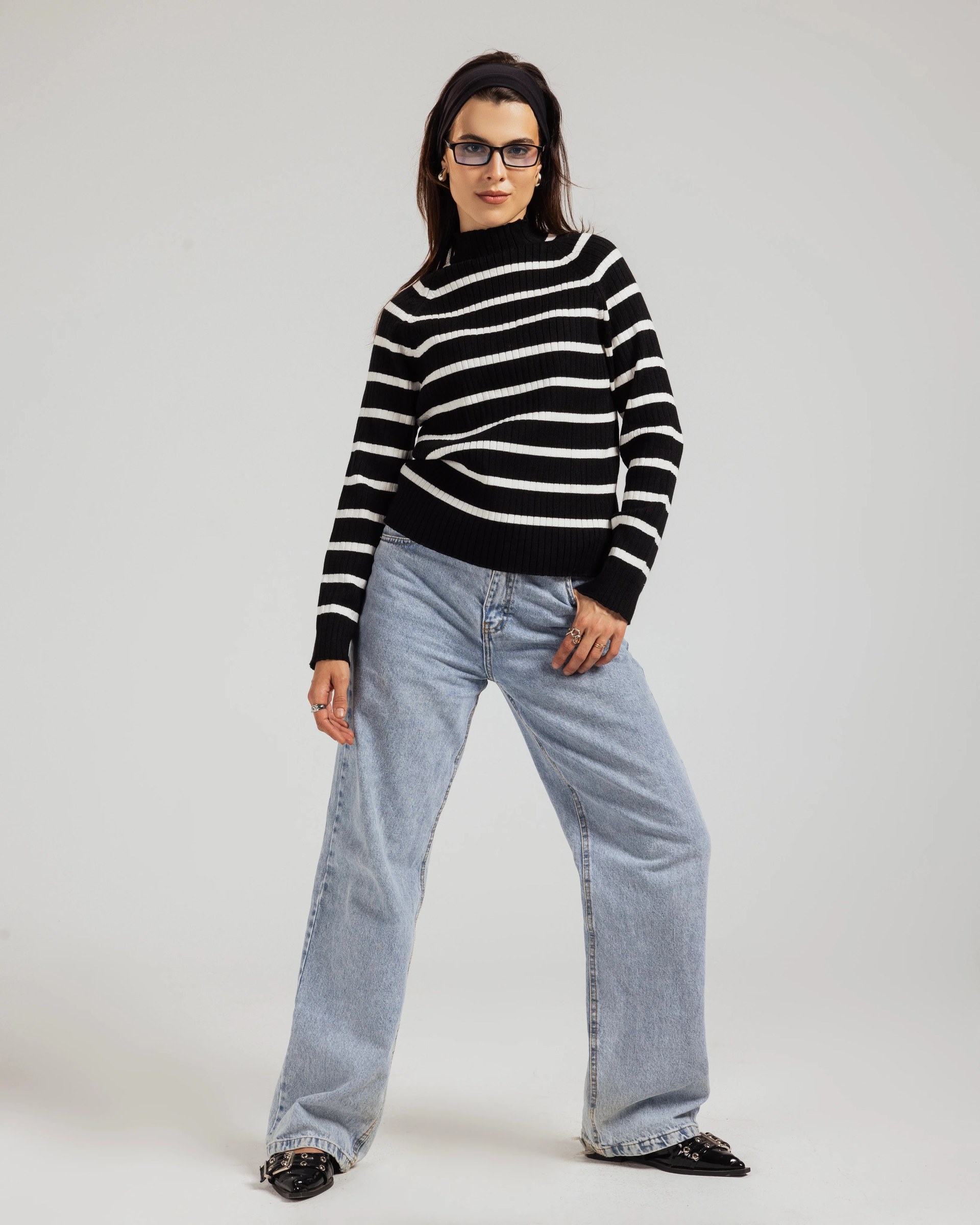 Striped Turtleneck Pullover
