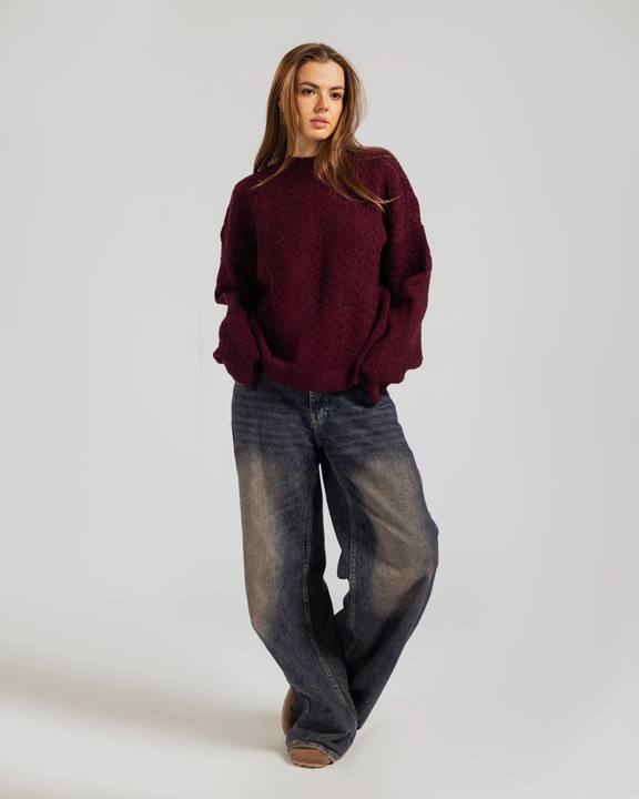 Oversized Textured Knit Sweater