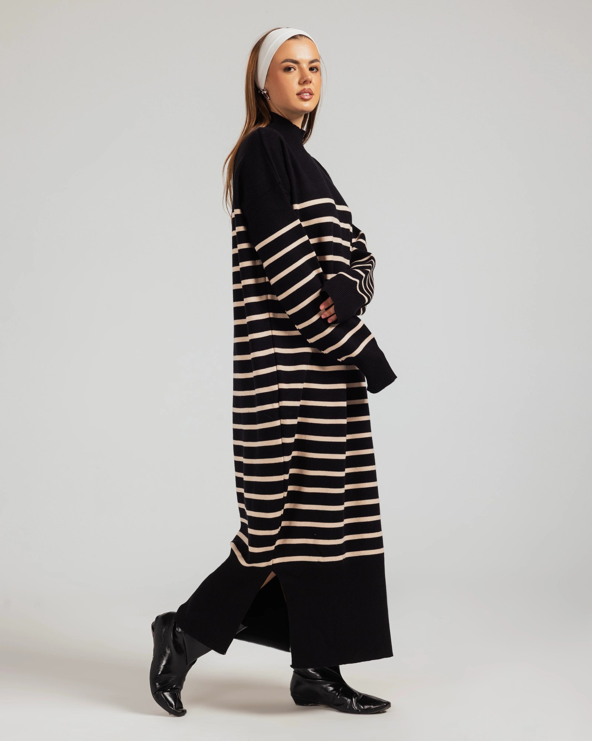 Casual Striped Knit Dress