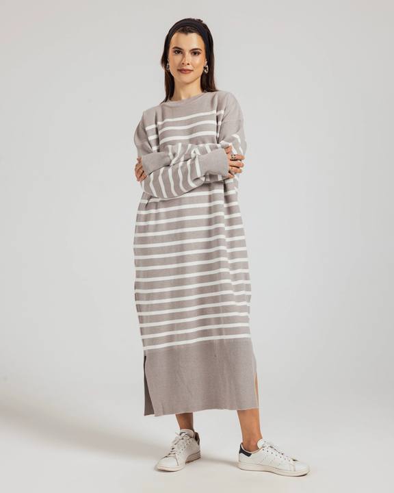 Casual Striped Knit Dress
