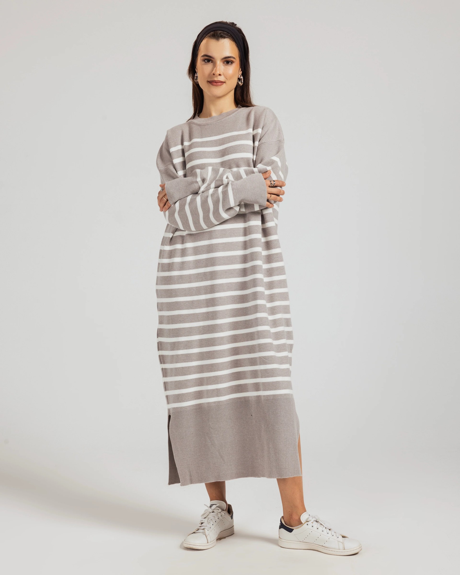 Casual Striped Knit Dress