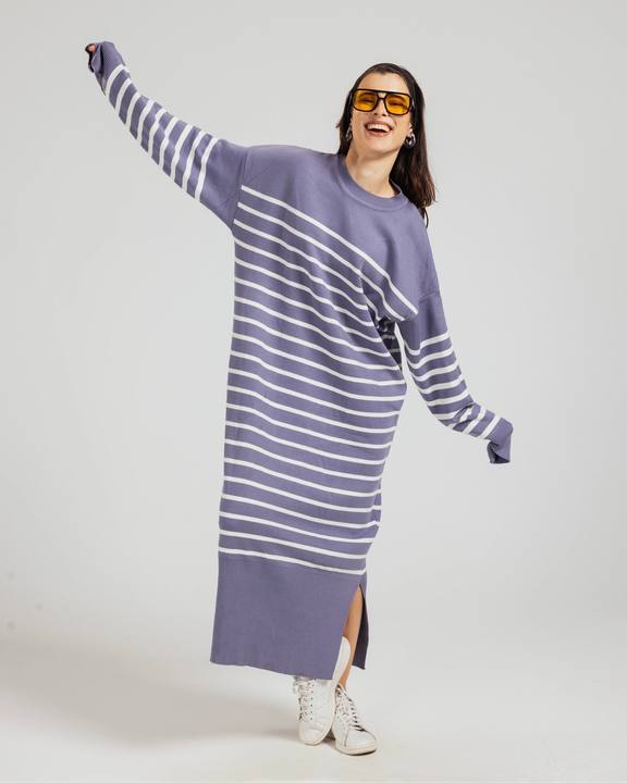 Casual Striped Knit Dress