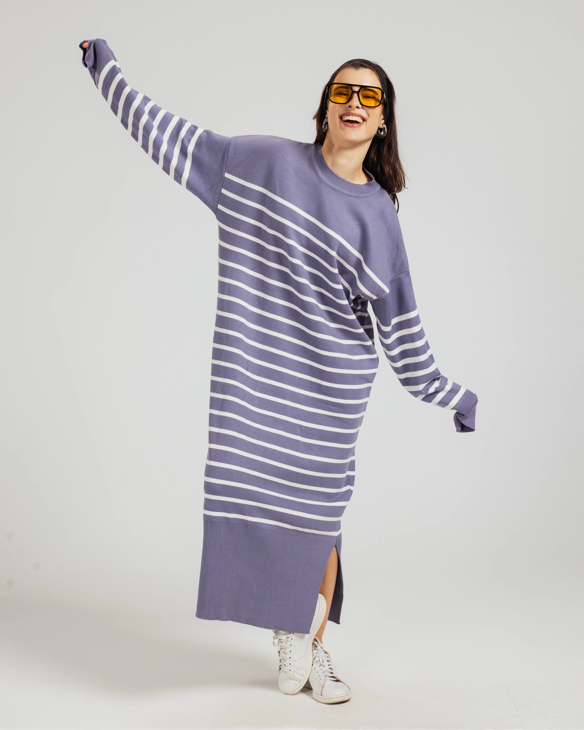 Casual Striped Knit Dress