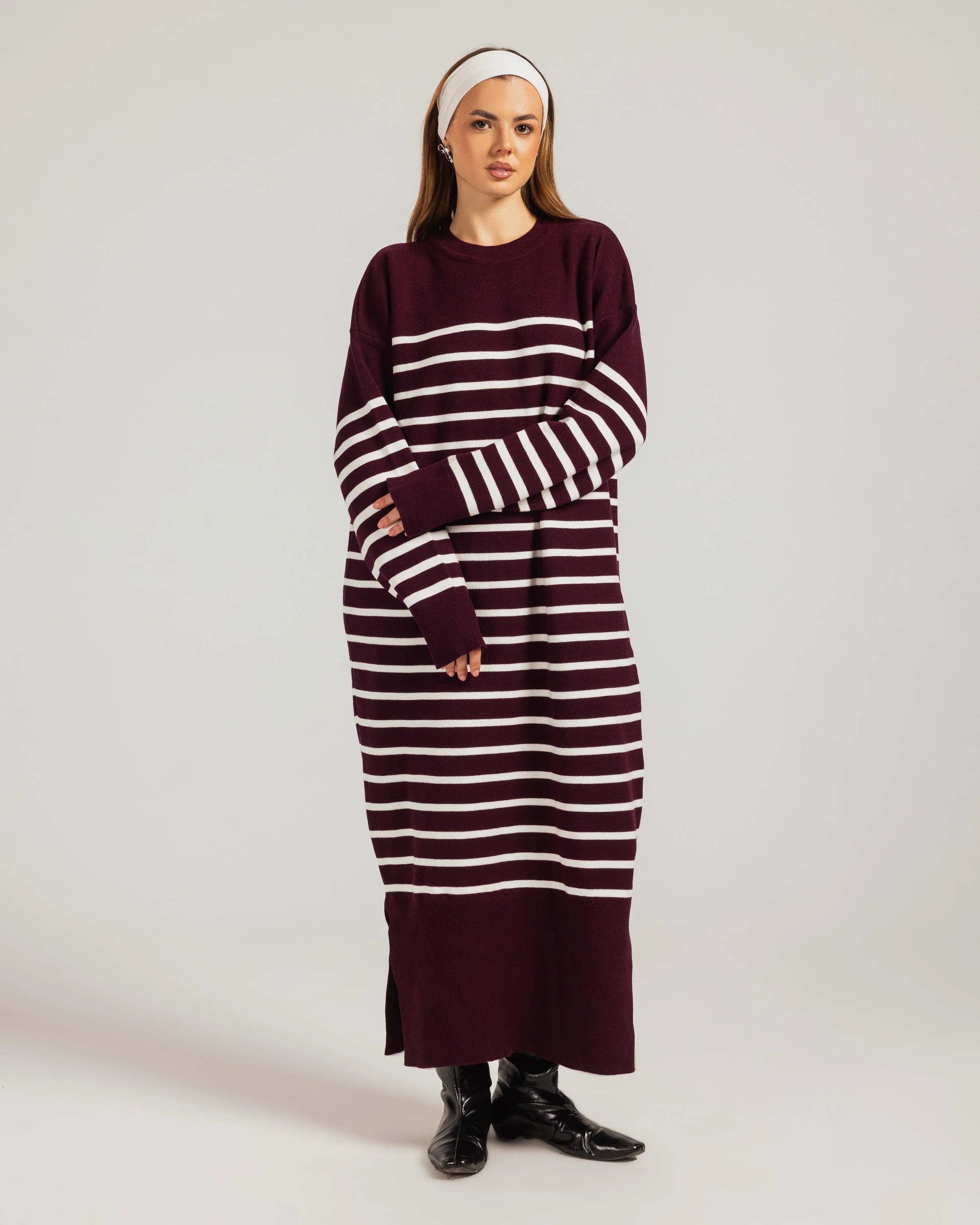 Casual Striped Knit Dress