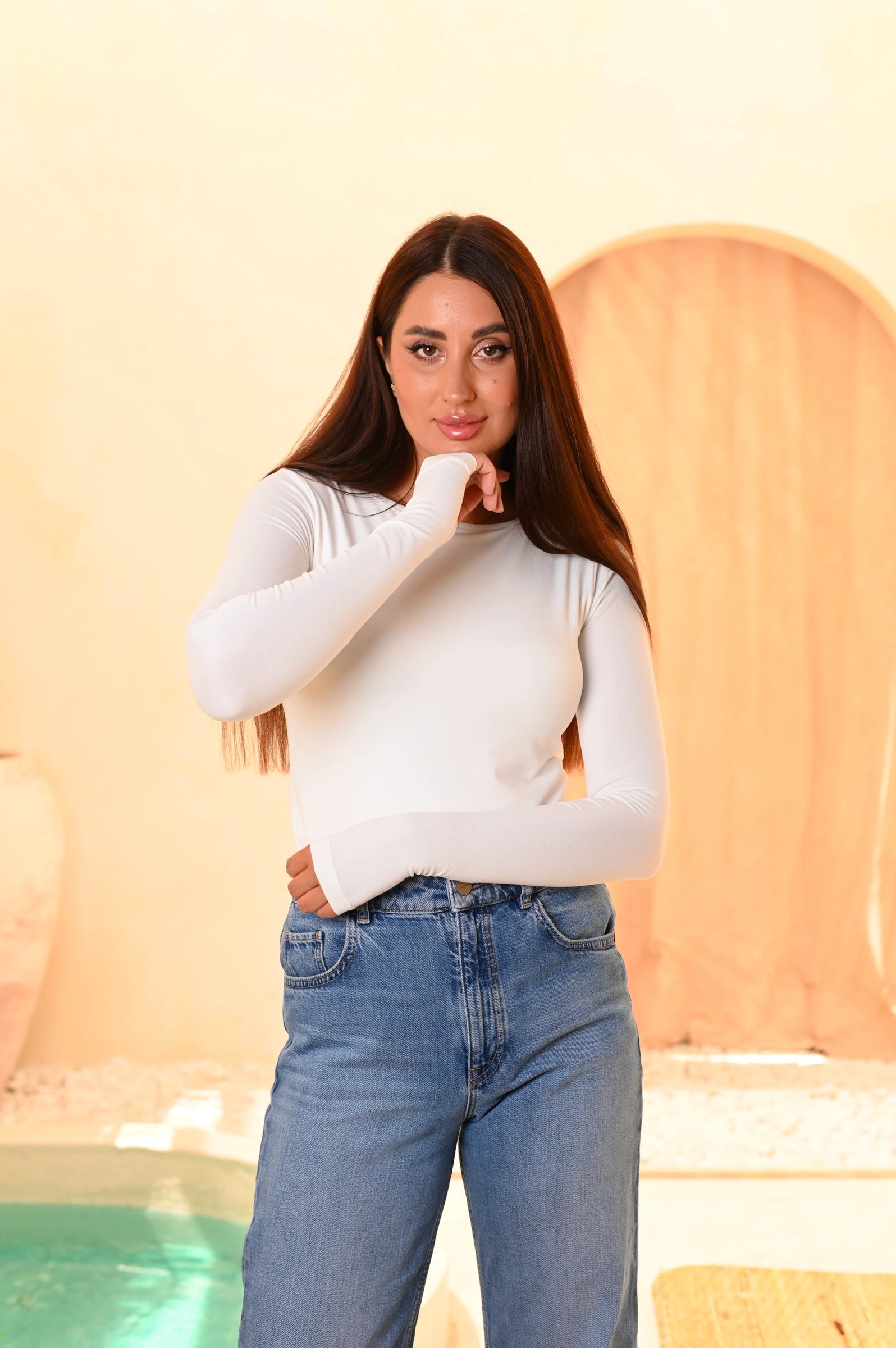 Gumus Soft Cotton Long Sleeve Basic Top