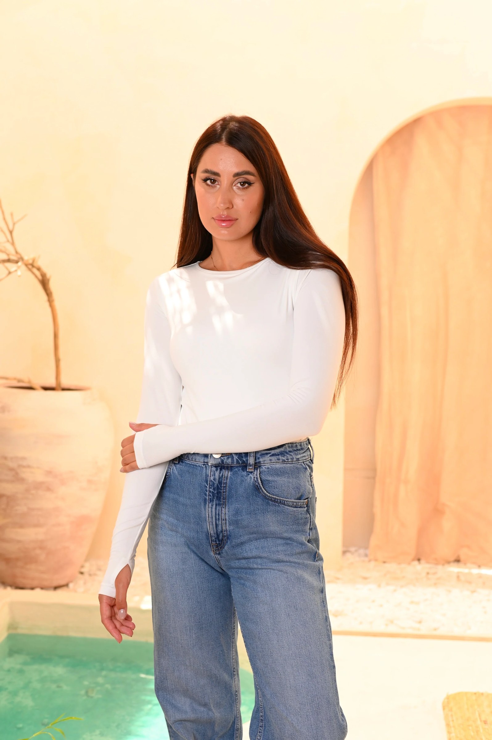 Gumus Soft Cotton Long Sleeve Basic Top