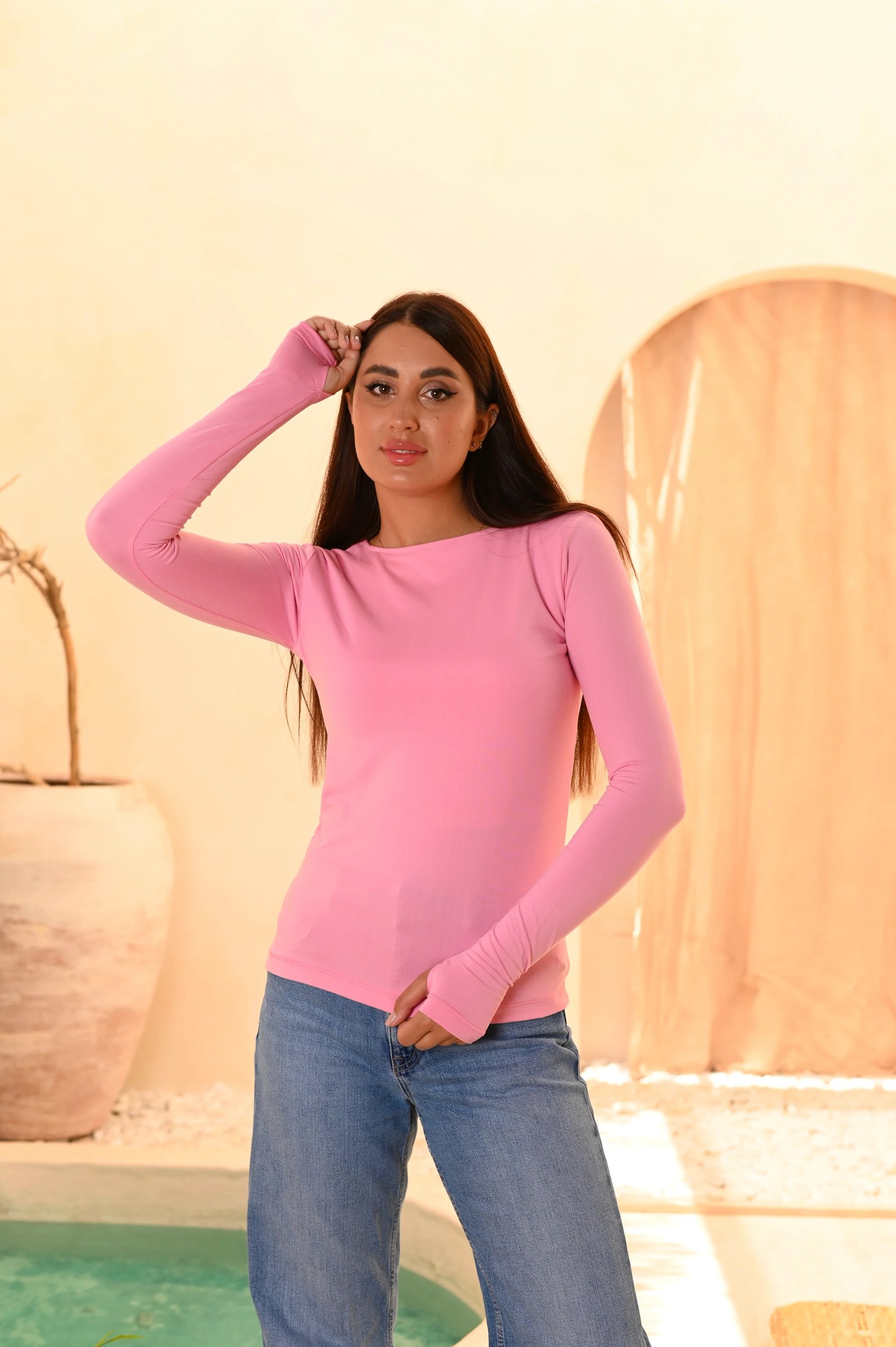 Gumus Soft Cotton Long Sleeve Basic Top