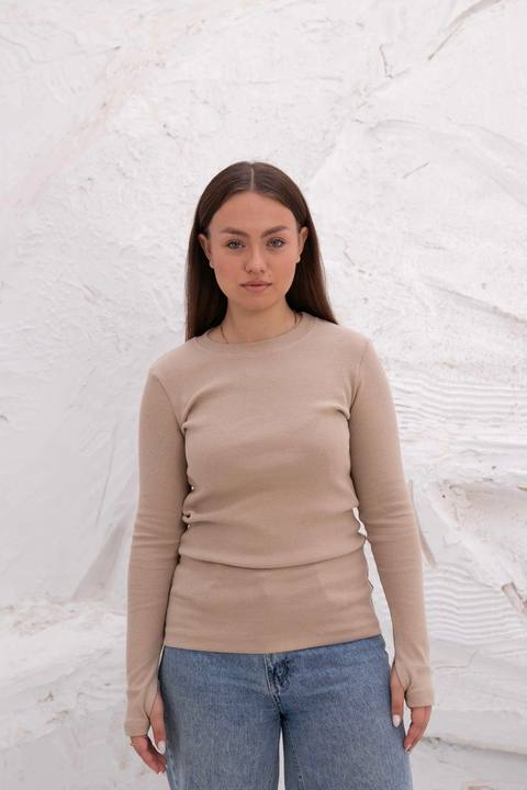 Striped Cotton Basic Top - Long Sleeve