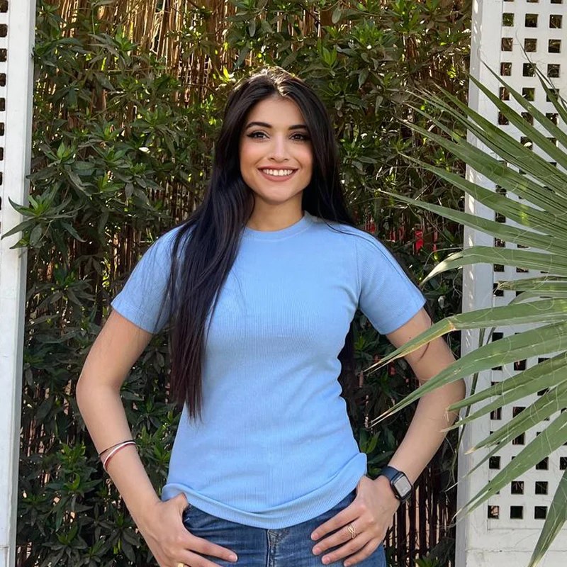 Striped Cotton Basic Top - Short Sleeve