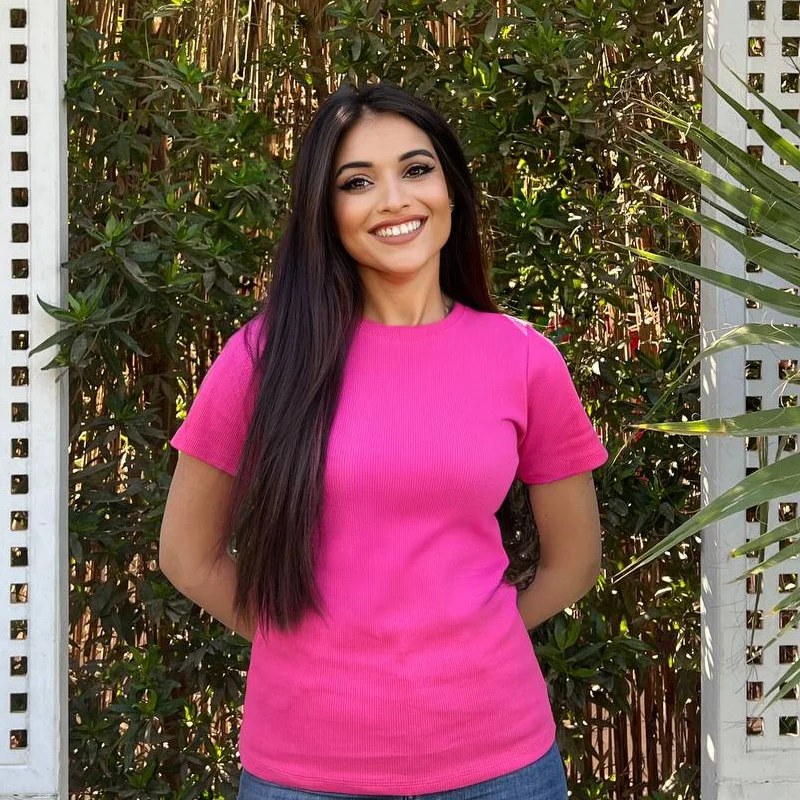 Striped Cotton Basic Top - Short Sleeve