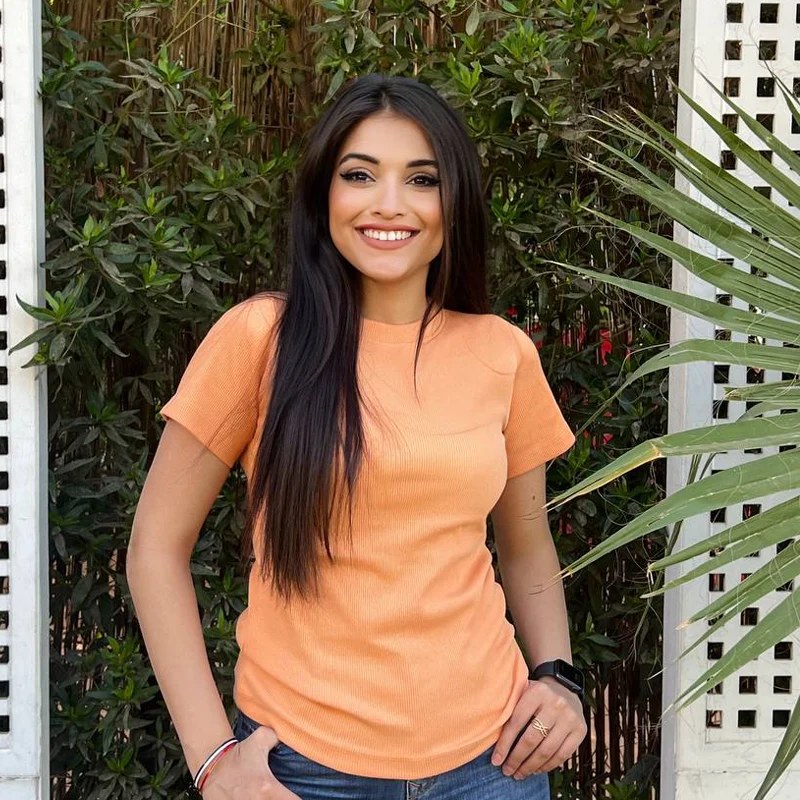 Striped Cotton Basic Top - Short Sleeve