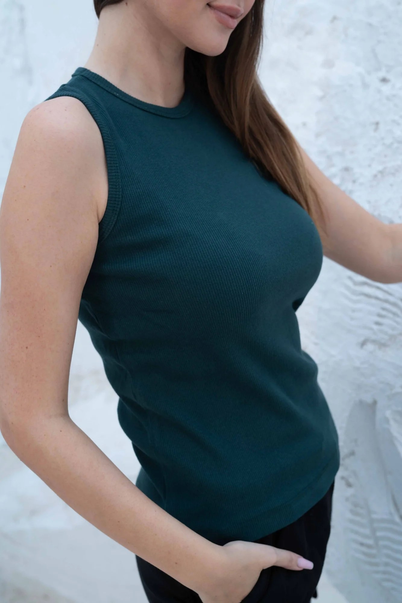 Striped Cotton Basic Top - Sleeveless