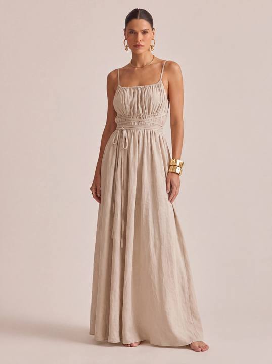 Beige Multiway Linen Dress