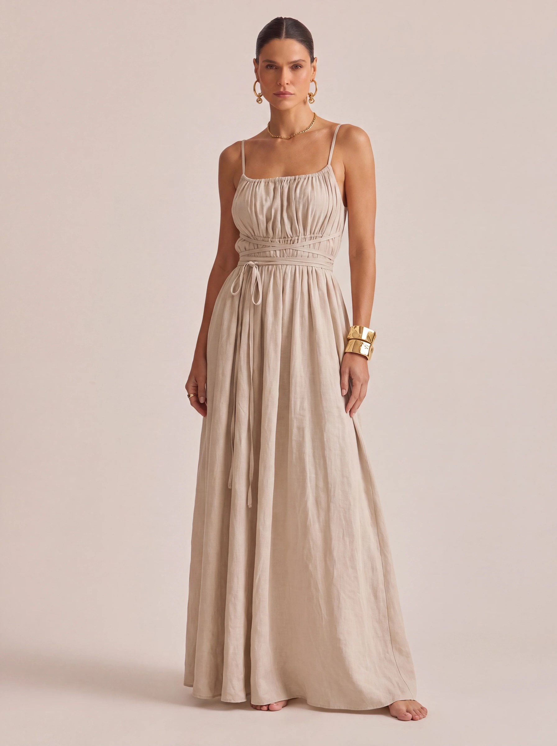 Beige Multiway Linen Dress