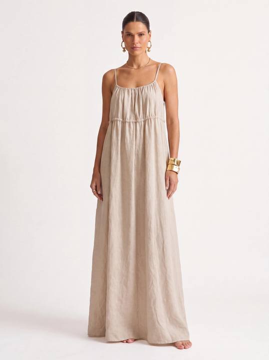 Beige Multiway Linen Dress