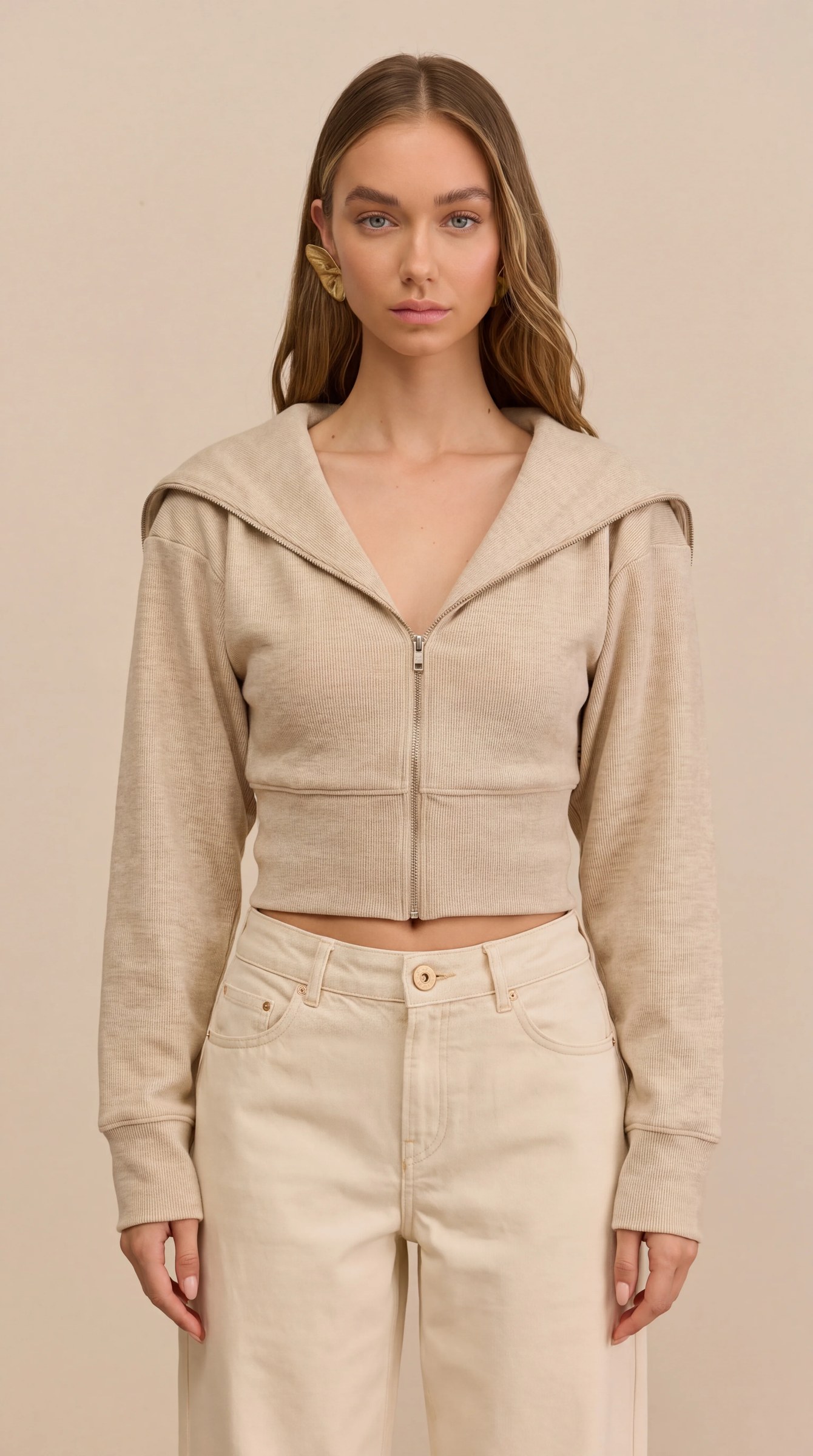 Beige Sweater Jacket
