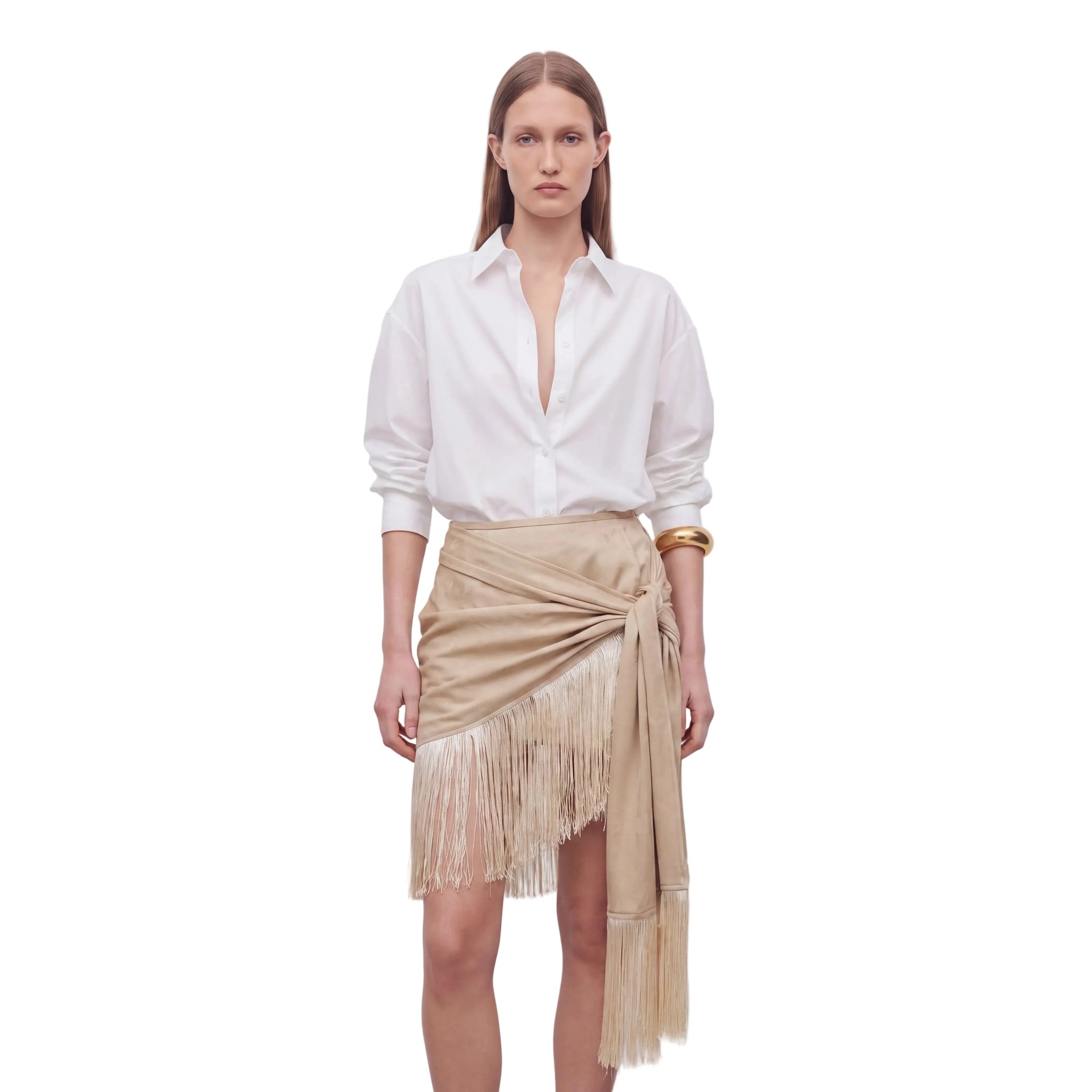 Beige Mini/Midi Skirt