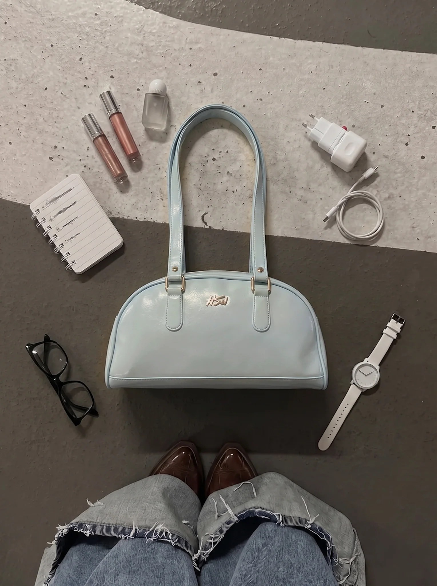 BOWLER BAG BABY BLUE