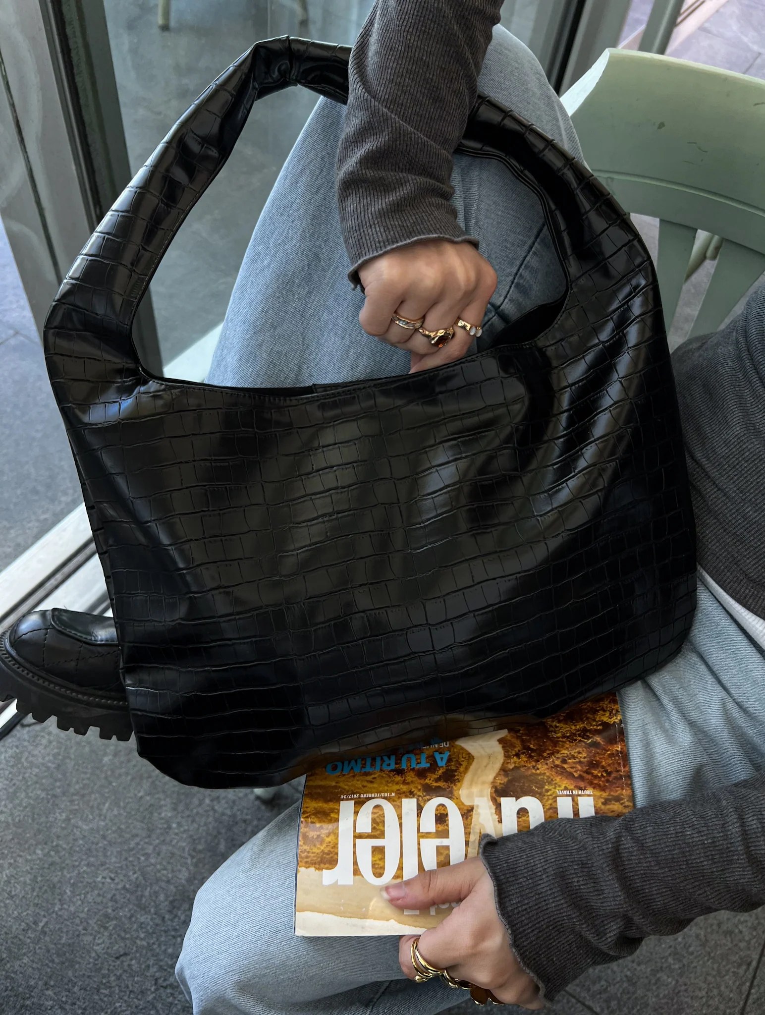 CROCO BAG BLACK