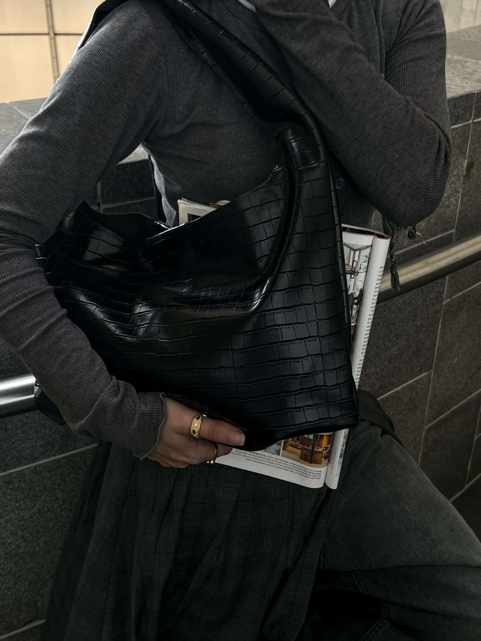 CROCO BAG BLACK