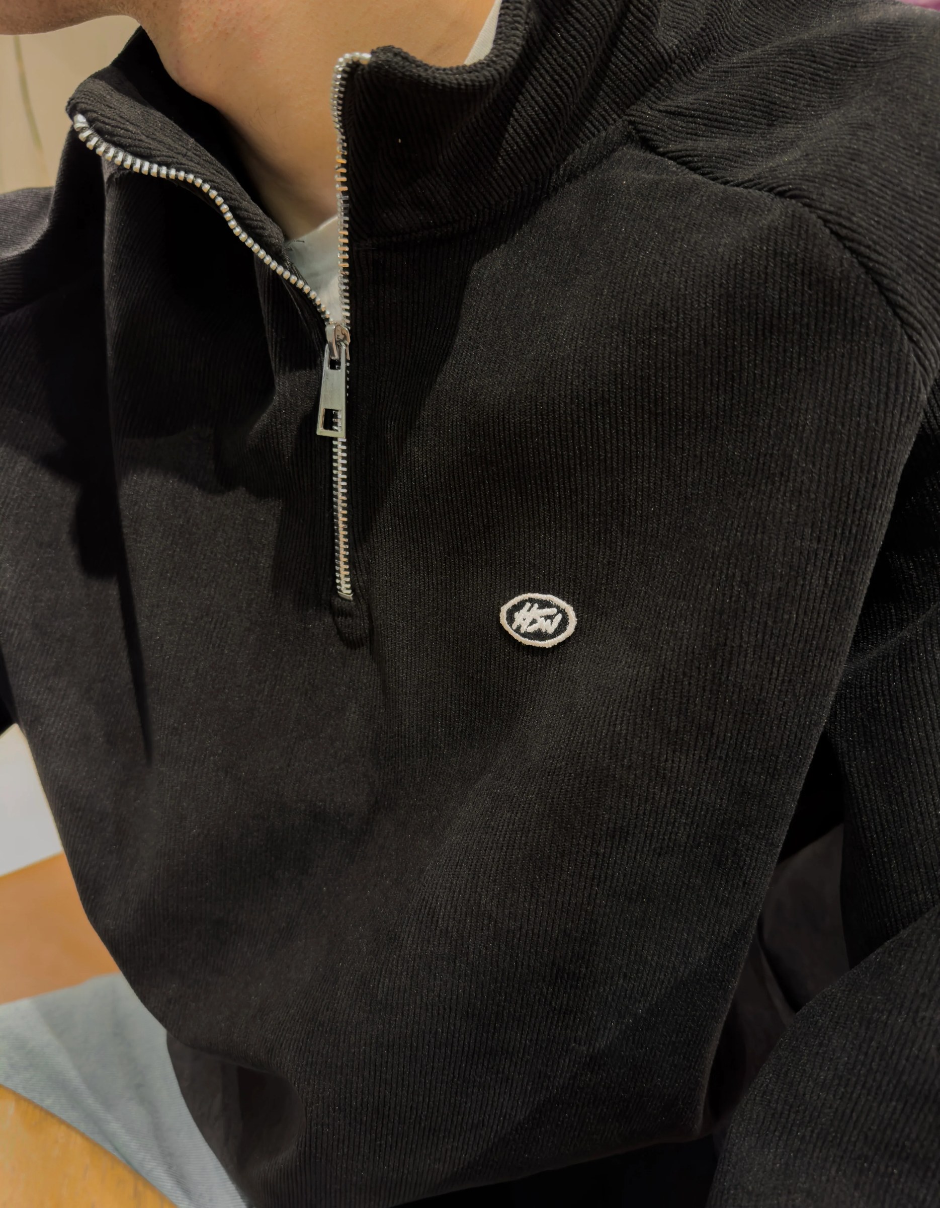 CORDUROY QUARTER-ZIP BLACK