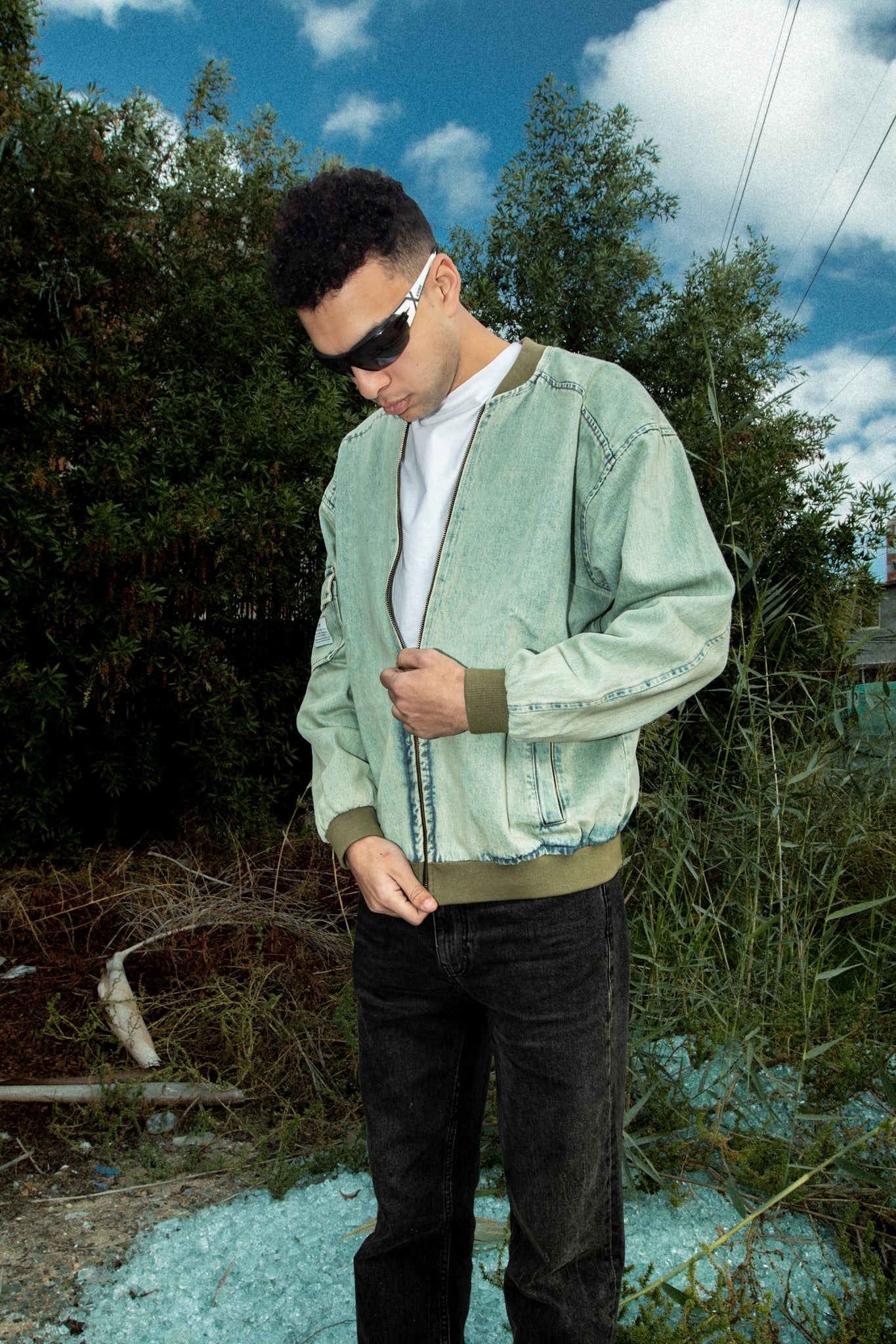 DENIM BOMBER JACKET MINT