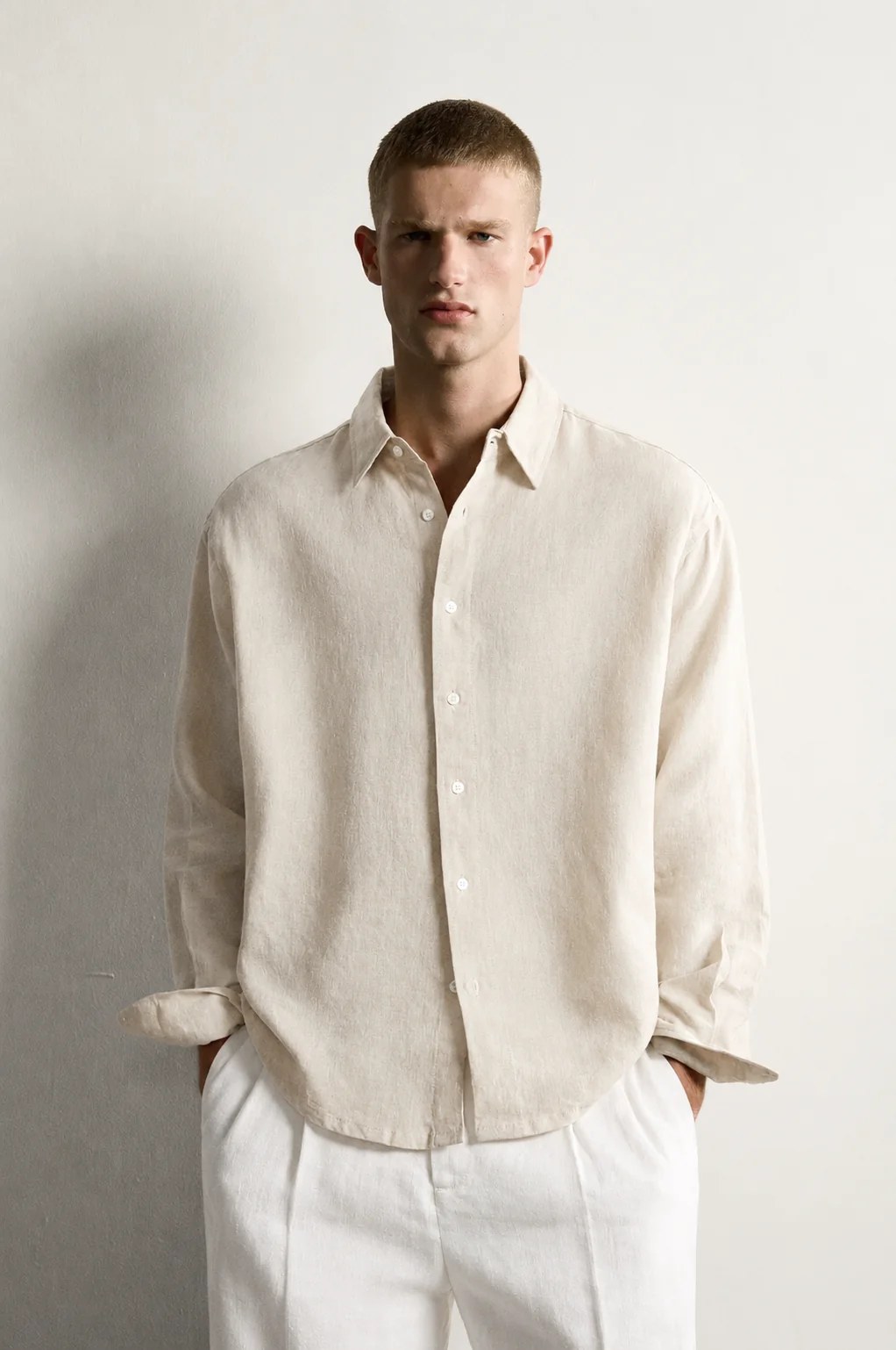 Beige linen shirt
