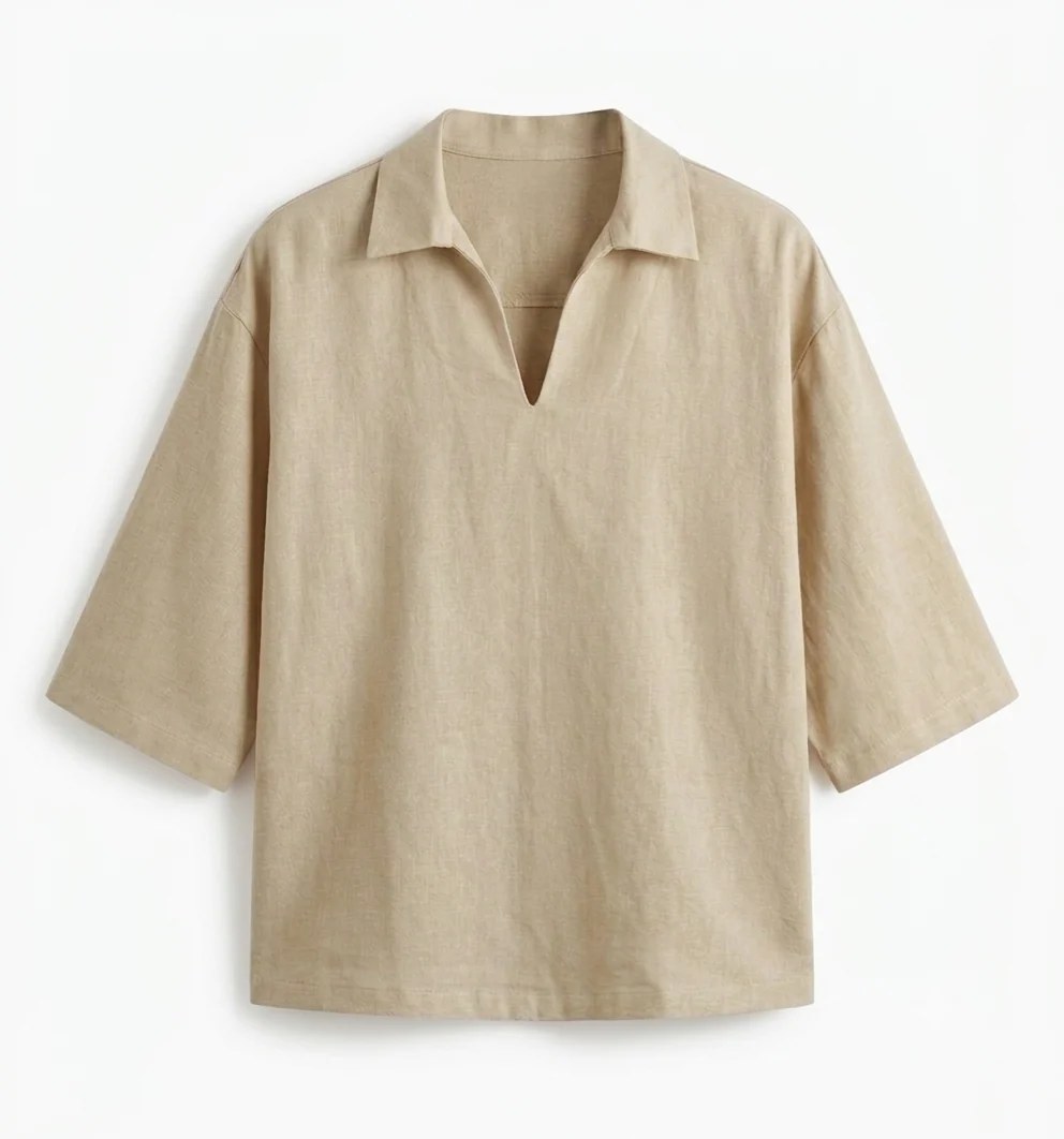 beige linen shirt