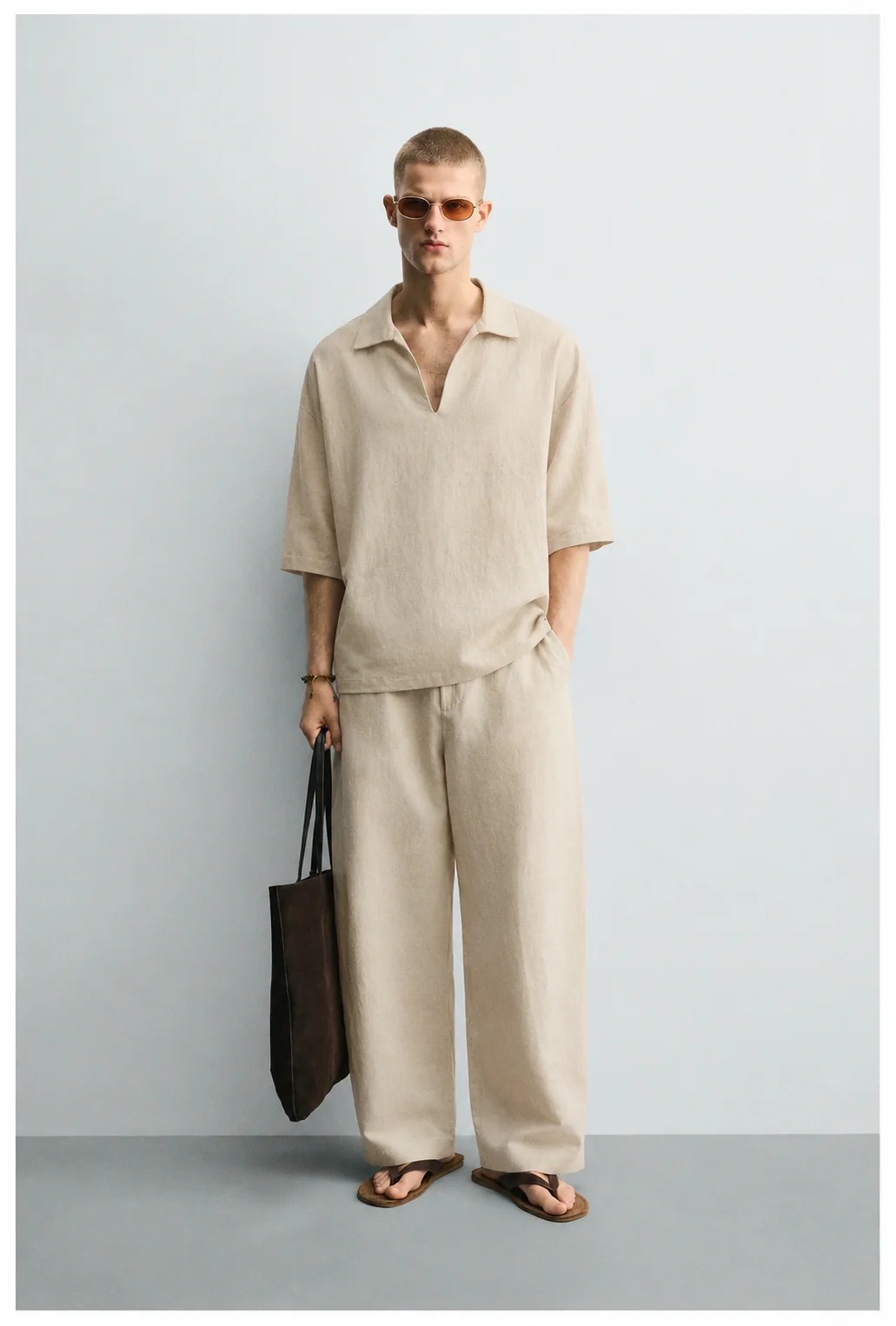 beige linen shirt