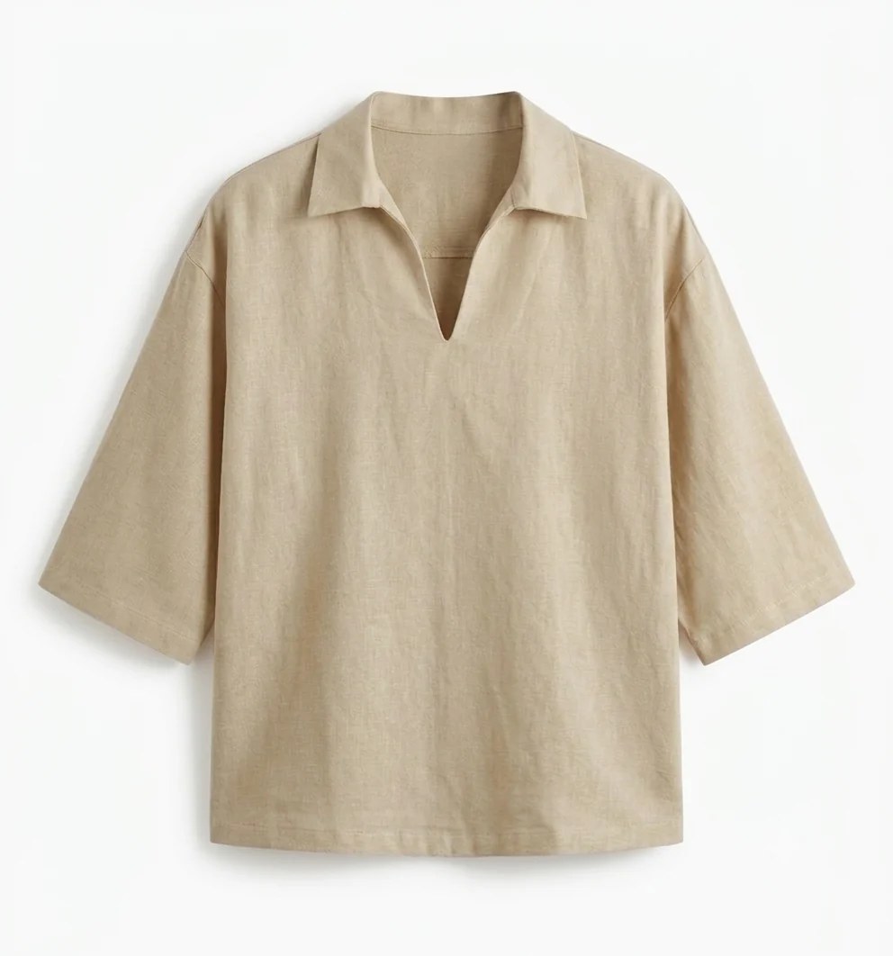 beige linen shirt