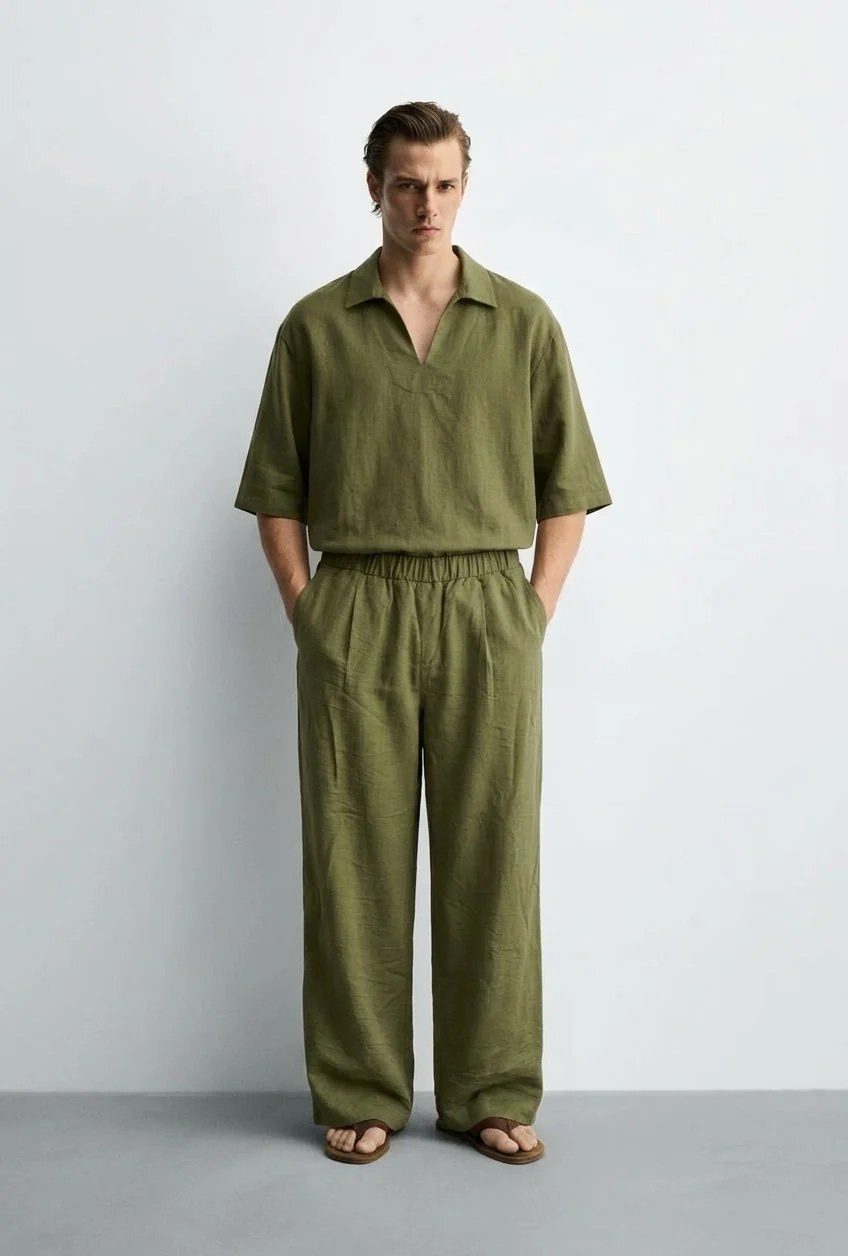 olive linen shirt