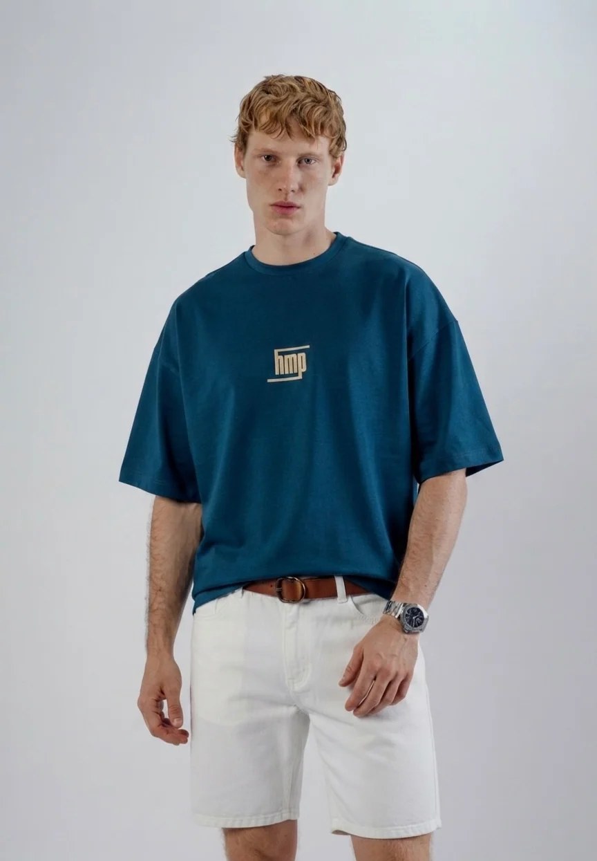 Navy Round Boxy Tee