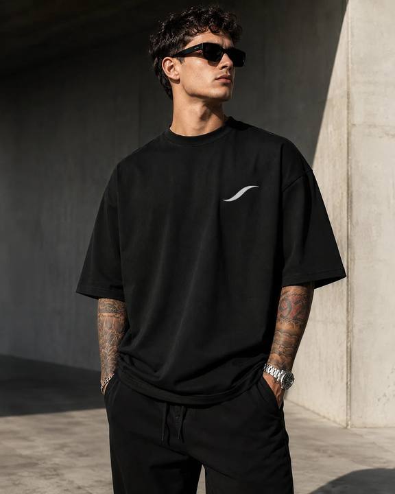 ILEERA® Premium Cotton Oversized Signature Print T-Shirt